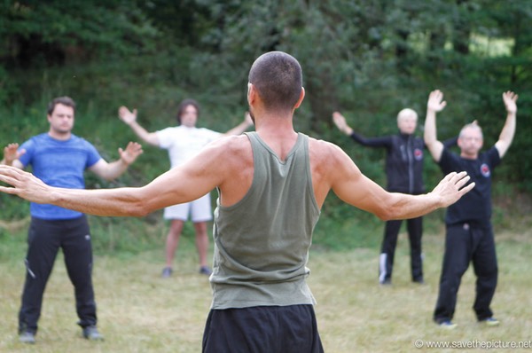 Omid giving a training the Taikiken group