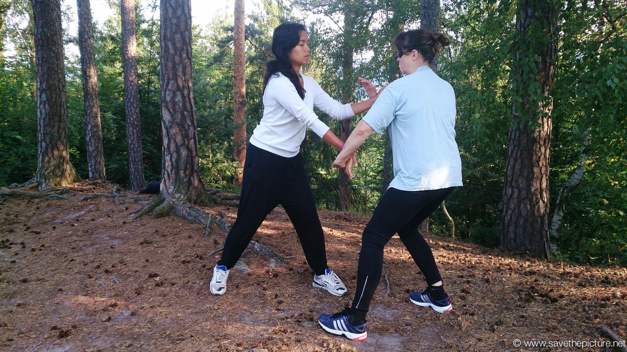 Taikiken doublehand pushing hands exersise with blindfold