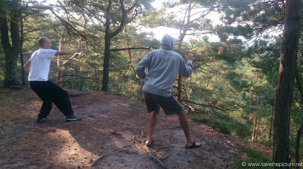 Taikiken early morning training at the mountain top, Yuri