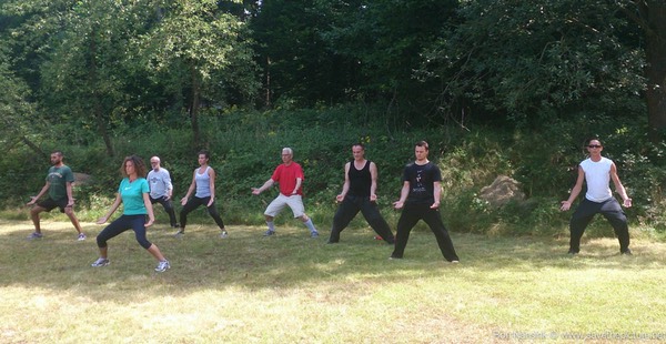Taikiken Natural Tuning, Hachidankin - Baduanjin training, lifting the heavy table
